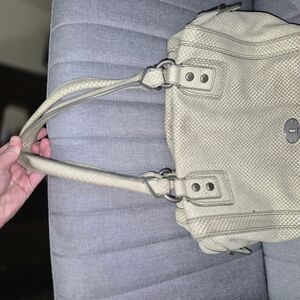 Fossil Light Green Satchel Bag with Textured Leather